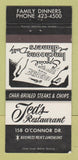 Matchbook Cover - Ted's Restaurant East York? ON 30 Strike