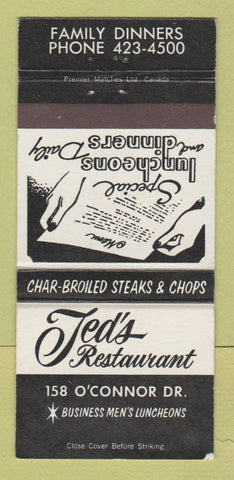 Matchbook Cover - Ted's Restaurant East York? ON 30 Strike