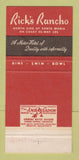 Matchbook Cover - Rick's Rancho Motor Hotel Santa Maria CA 30 Strike