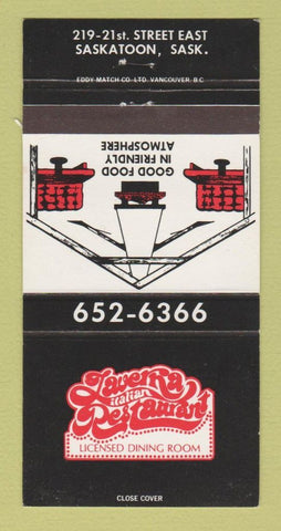 Matchbook Cover - Taverna Italian Restaurant Saskatoon SK 30 Strike