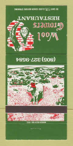 Matchbook Cover - Wool Growers Restaurant Bakersfield CA 30 Strike