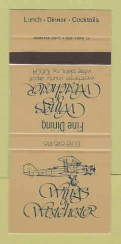 Matchbook Cover - Wings of Westchester White Plains NY SAMPLE 30 Strike