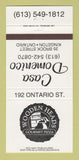 Matchbook Cover - Wooden Heads Pizza Kingston ON Casa Domenico 30 Strike