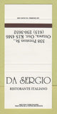 Matchbook Cover - Da Sergio Restaurant Italian Ottawa ON 30 Strike