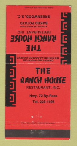 Matchbook Cover - Ranch House Restaurant Greenwood SC 30 Strike