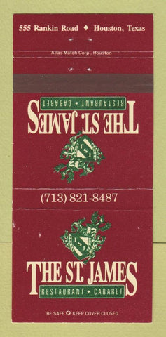 Matchbook Cover - St James Restaurant Cabaret Houston TX 30 Strike