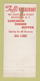 Matchbook Cover - Toffe's Restaurant Brooklyn NY 30 Strike