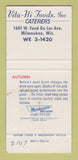 Matchbook Cover - Vita Hi Foods Catering Milwaukee WI 30 Strike