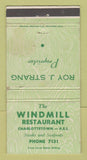 Matchbook Cover - Windmill Restaurant Charlottetown PEI PE WEAR 30 Strike