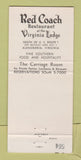 Matchbook Cover - Red Coach Restaurant Alexandria VA 30 Strike
