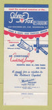 Matchbook Cover - Silver Fox Restaurant Washington DC 30 Strike