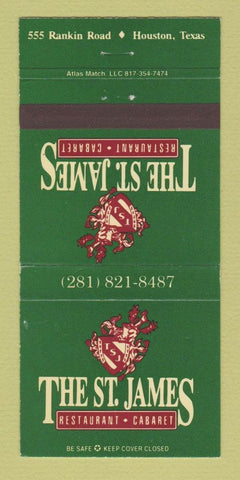 Matchbook Cover - St James Restaurant Cabaret Houston TX 30 Strike