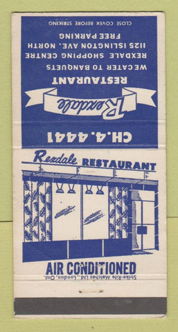 Matchbook Cover - Rexdale Restaurant ON WEAR 30 Strike