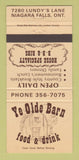 Matchbook Cover - Ye Olde Barn Restaurant Niagara Falls ON 30 Strike