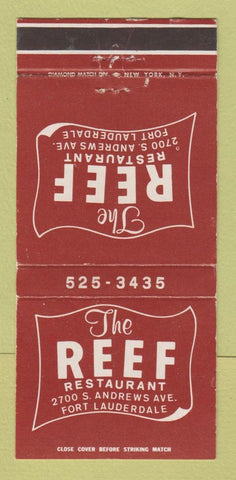 Matchbook Cover - Reef Restaurant Fort Lauderdale FL WEAR 30 Strike
