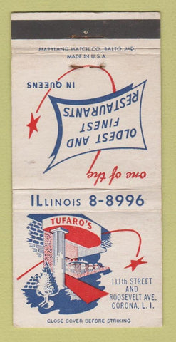 Matchbook Cover - Tufaro's Restaurant Corona LI NY WEAR 30 Strike