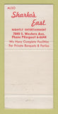 Matchbook Cover - Sharko's West Restaurant Chicago IL 30 Strike