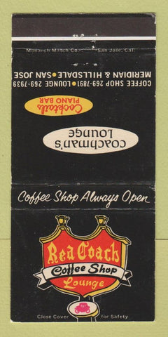 Matchbook Cover - Red Coach Coffee Shop Lounge San Jose CA WEAR 30 Strike