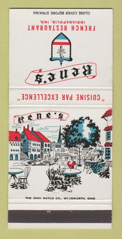 Matchbook Cover - Rene's French Restaurant Indianapolis IN 30 Strike