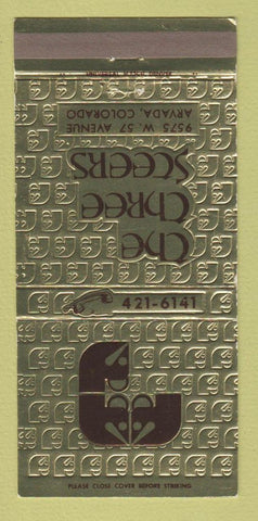 Matchbook Cover - The Three Steers Arvada Colorado 30 Strike