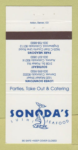 Matchbook Cover - Sonoda's Sushi Seafood Denver Colorado Aurora 30 Strike