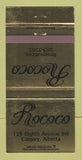 Matchbook Cover - Rococo Restaurant Calgary AB 30 Strike