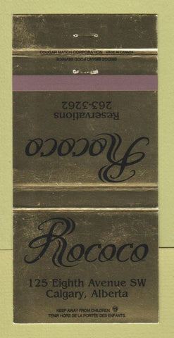 Matchbook Cover - Rococo Restaurant Calgary AB 30 Strike