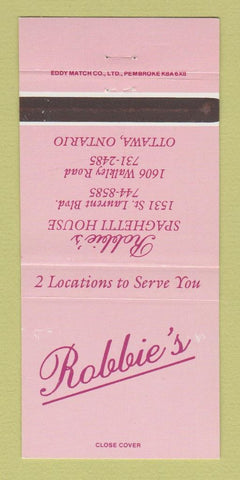 Matchbook Cover - Robbie's Spaghetti House Ottawa ON 30 Strike