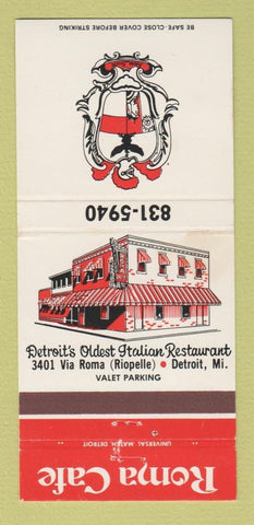 Matchbook Cover - Roma Cafe Detroit MI Italian 30 Strike