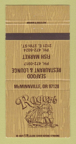 Matchbook Cover - Roger's Restaurant Fish Market McMinnville OR 30 Strike