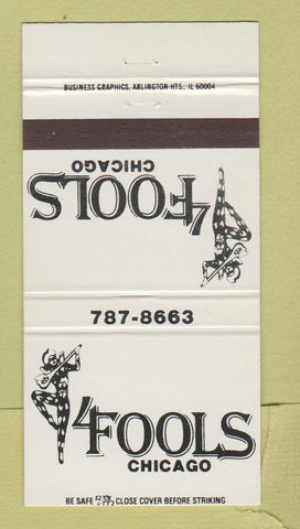 Matchbook Cover - 4 Fools Chicago IL Jester 30 Strike