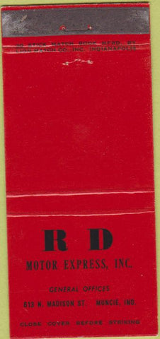 Matchbook Cover - RD MOTOR EXPRESS Muncie IN 30 Strike
