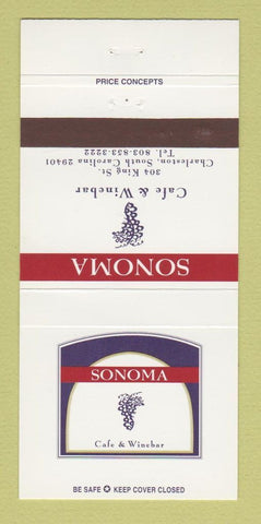 Matchbook Cover - Sonoma Cafe Winebar Charleston SC 30 Strike