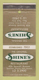 Matchbook Cover - Shine's Restaurant New York City 30 Strike