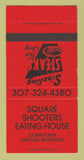 Matchbook Cover - Square Shooters Eating House Rawlins WY SAMPLE 30 Strike