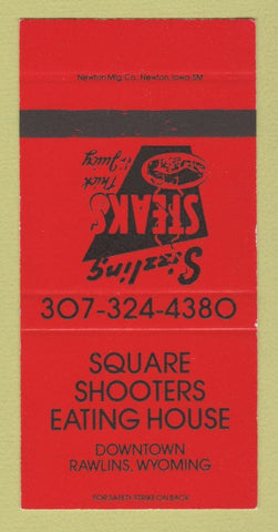Matchbook Cover - Square Shooters Eating House Rawlins WY SAMPLE 30 Strike
