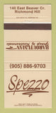 Matchbook Cover - Spezzo Restaurant Richmond Hill ON 30 Strike