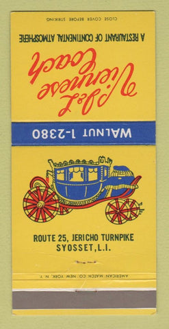 Matchbook Cover - J&L Viennese Coach Restaurant Syosset LI NY 30 Strike
