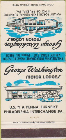 Matchbook Cover - George Washington Motel King of Prussia PA 30 Strike