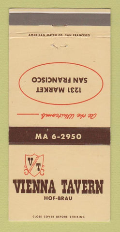 Matchbook Cover - Vienna Tavern Hof Brau San Francisco CA 30 Strike