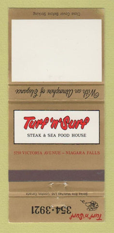 Matchbook Cover - Turf n Surf Steak Seafood Niagara Falls ON 30 Strike