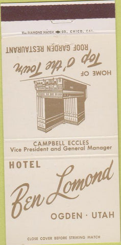 Matchbook Cover - Ben Lomond Hotel Ogden UT 30 Strike