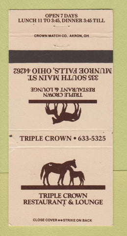 Matchbook Cover - Triple Crown Restaurant Munroe Falls OH 30 Strike