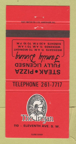 Matchbook Cover - The Trojan Restaurant Steak Pizza Canada 30 Strike