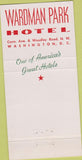 Matchbook Cover - Wardman Park Hotel Washington DC rose 30 Strike