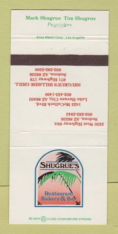 Matchbook Cover - Shugrue's Restaurant Sedona AZ Lake Havasu City 30 Strike