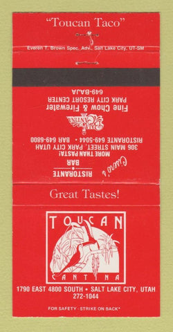 Matchbook Cover - Toucan Cantina Salt Lake City UT 30 Strike