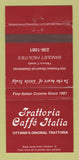 Matchbook Cover - Trattoria Caffe Italia Ottawa ON 30 Strike