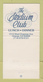 Matchbook Cover - Stadium Club Orange CA 30 Strike