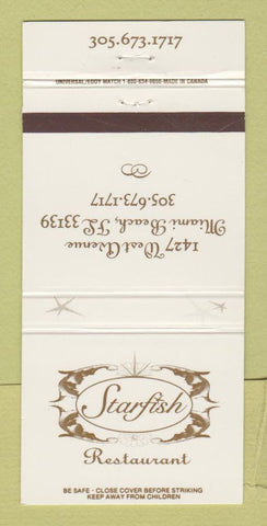 Matchbook Cover - Starfish Restaurant Miami Beach FL WEAR 30 Strike
